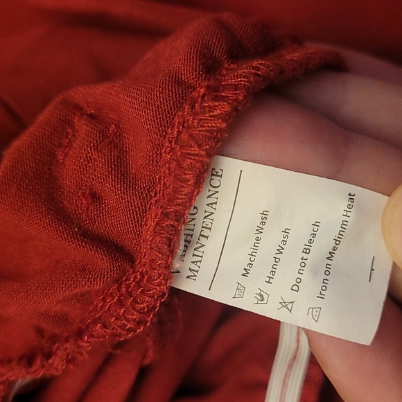 EUC YIDARTON Dark Red Short Sleeve Faux Wrap Dress - Picture 13 of 14